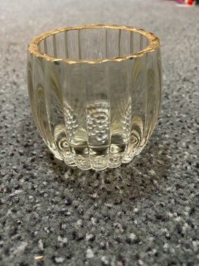 Glass Votive Holder with Gold Rim - Home Accents